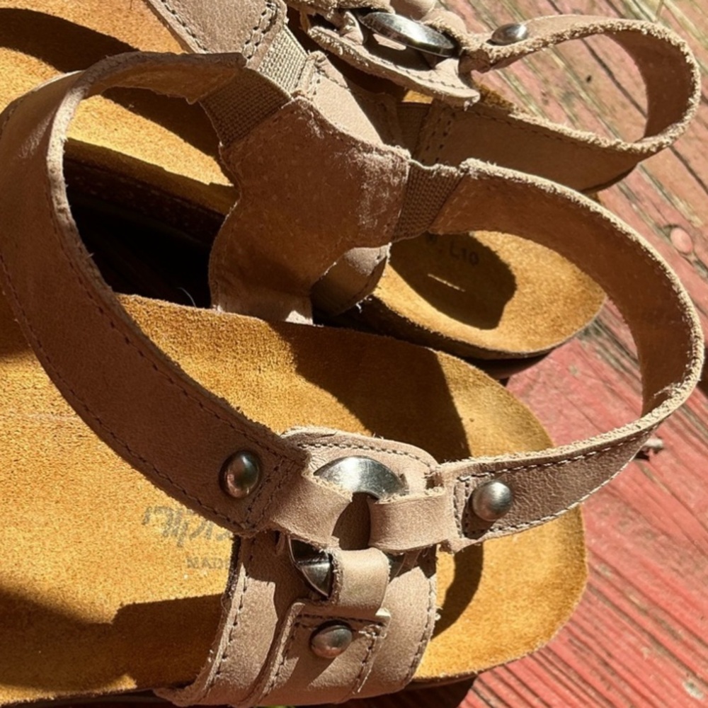 NAOT Women’s Leather Sandals Snake Print Comfort Size 41 US 10 Arch Support - Picture 13 of 16